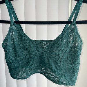 Free People Emerald Green Lace Bralette M - image 1